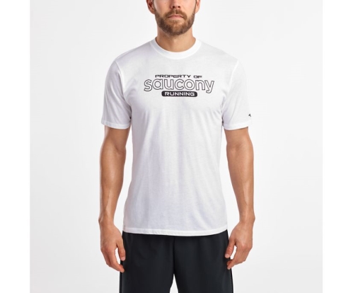 Tenis Saucony Short Sleeve Logo Tee Hombre Tops Ropa Blancas México MX-431-EA